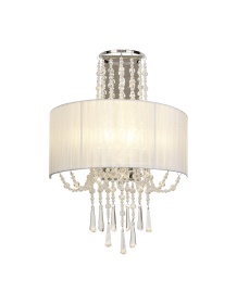 Freida Polished Chrome-White Crystal Wall Lights Diyas Shaded Wall Lights